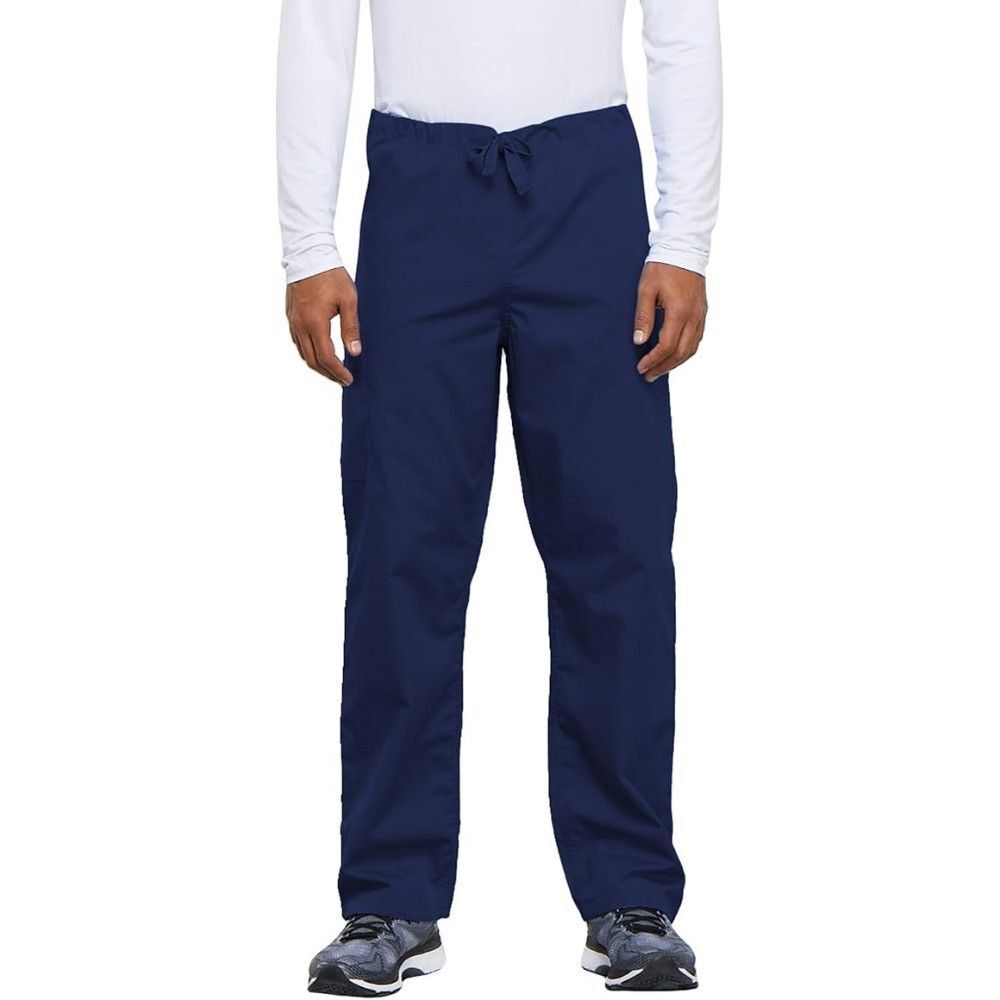 Cherokee Unisex Scrub Pants SMALL Drawstring Navy Medical Straight Leg Bottoms